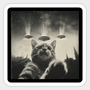 Cat Selfie Alien Invasion Sticker